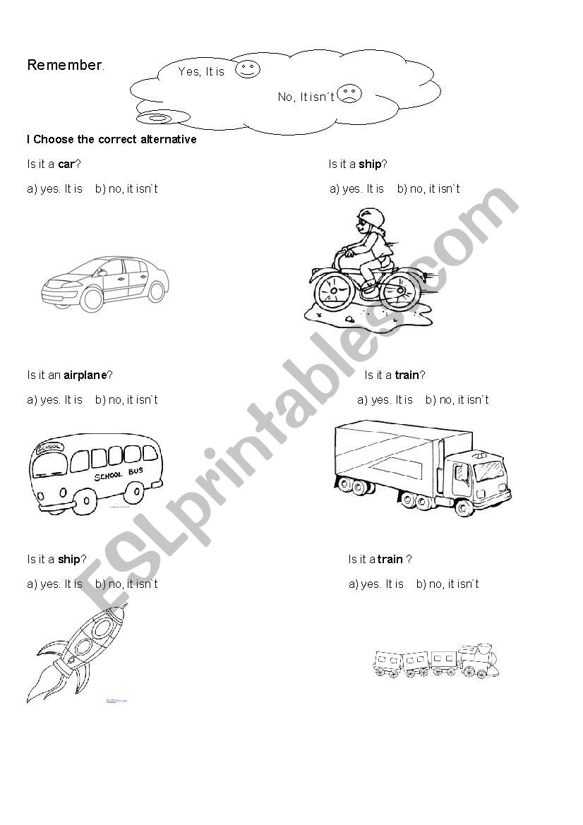 transportation worksheet