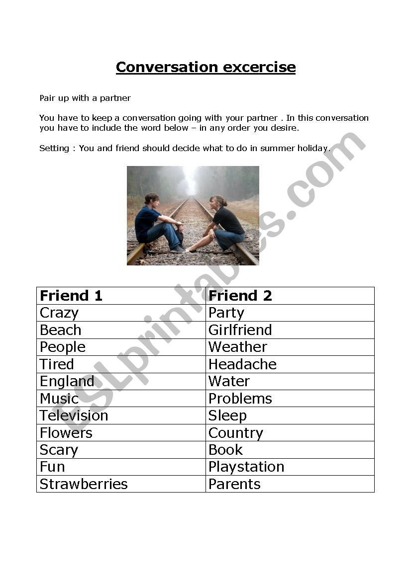 Conversation exercise 2 worksheet
