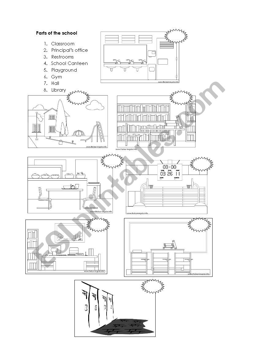 parts of the school worksheet