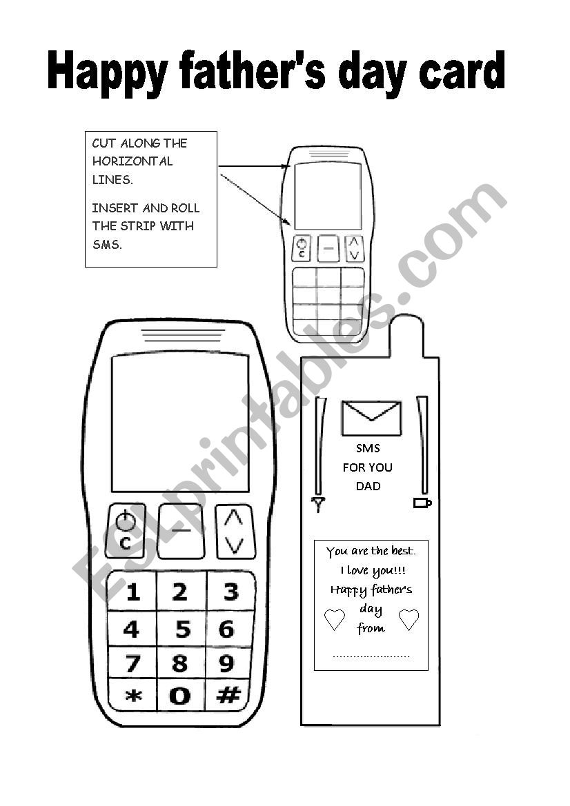 fatherÂ´s day card worksheet