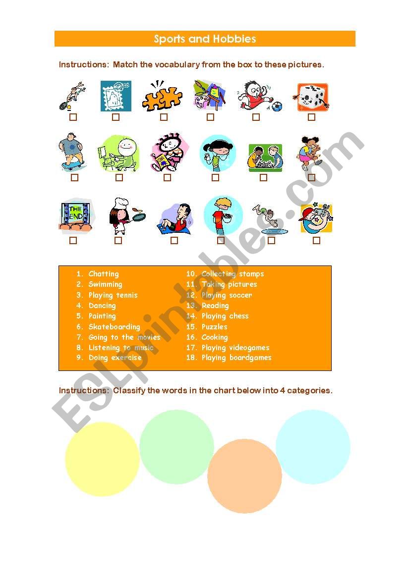 Sports and Hobbies worksheet