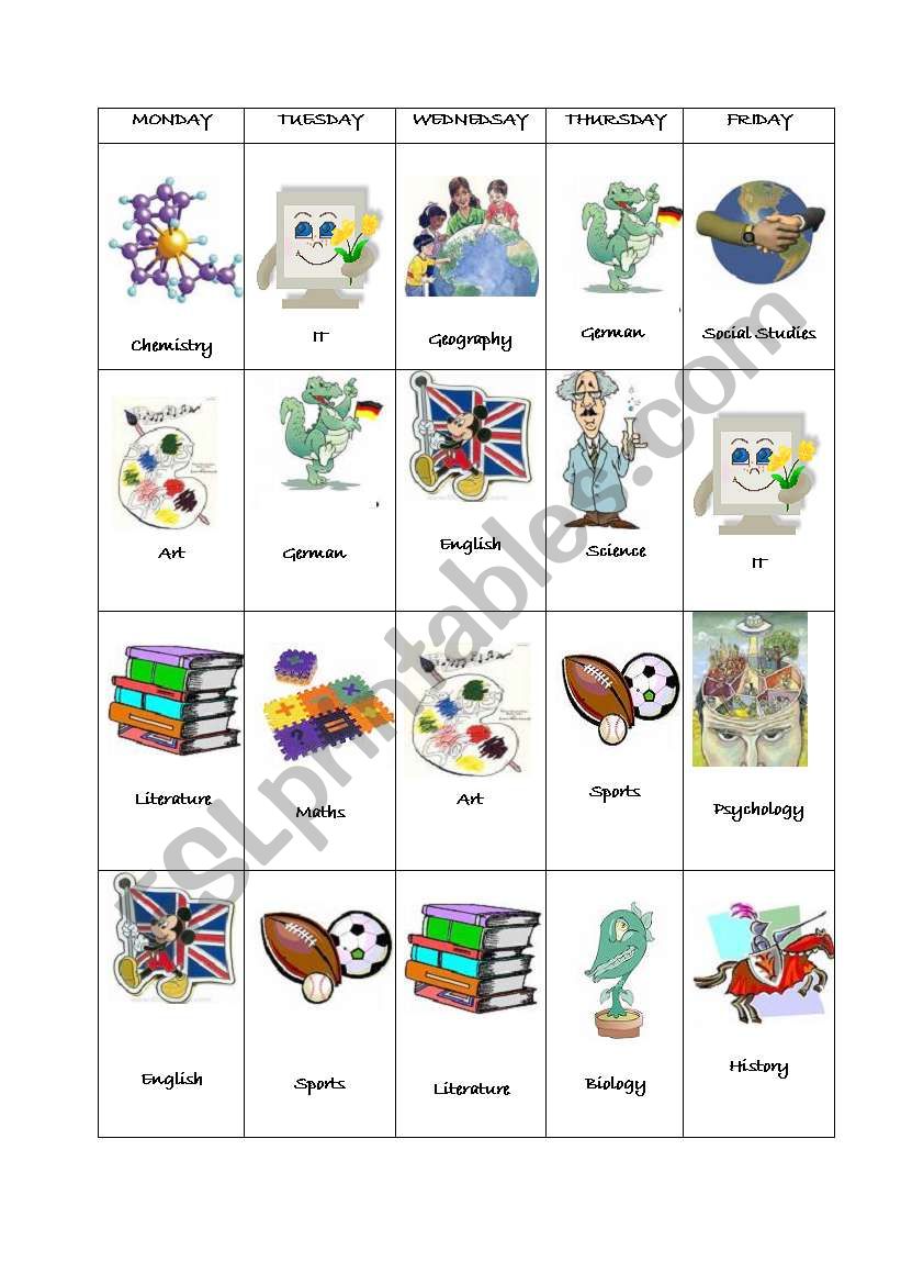 a sample timetable worksheet