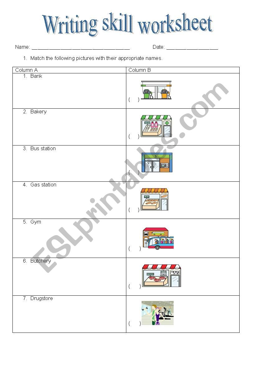 goods and services worksheet