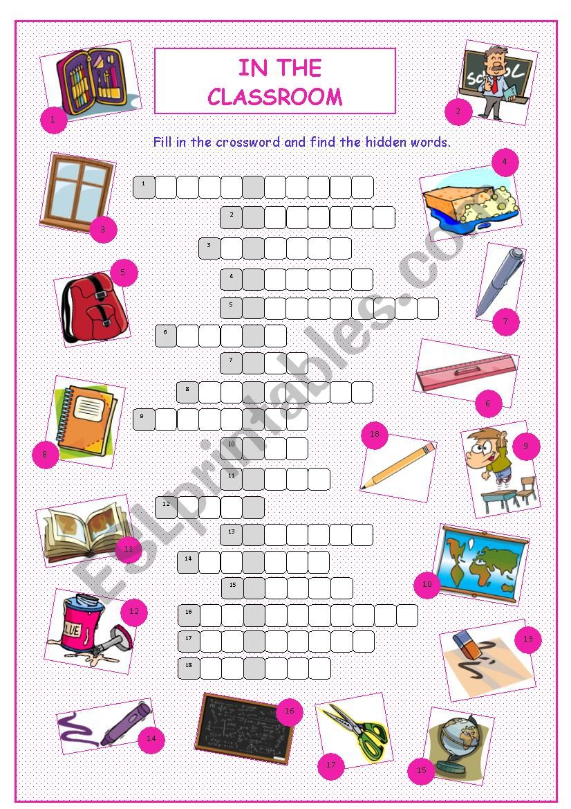 In the Classroom Crossword Puzzle