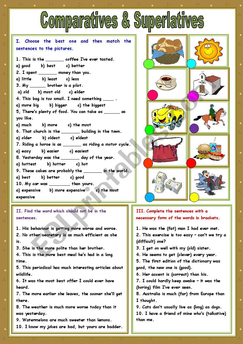 Comparatives and Superlatives worksheet