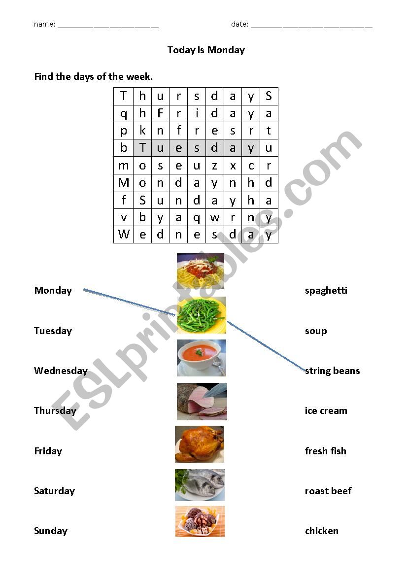 Today is Monday - Eric Carle worksheet