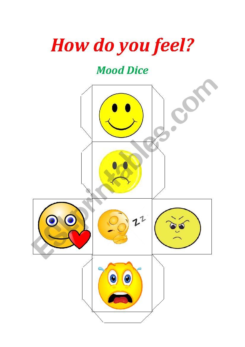 mood dice  worksheet