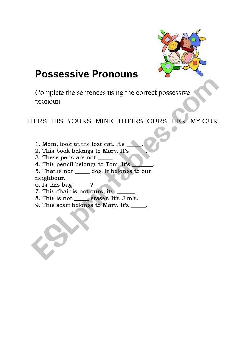 Possesive pronouns worksheet