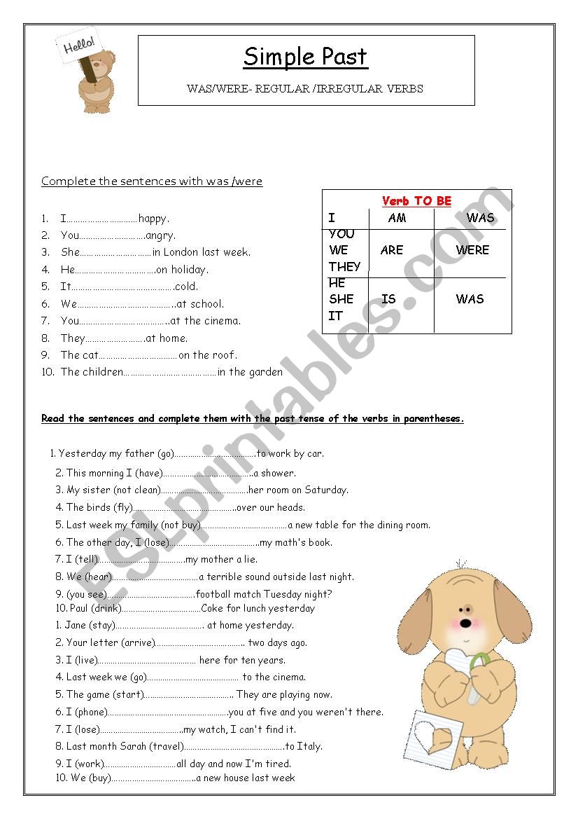 Simple Past - ESL worksheet by Purunchi