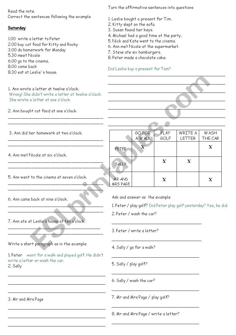 Simple Past Irregular verbs worksheet