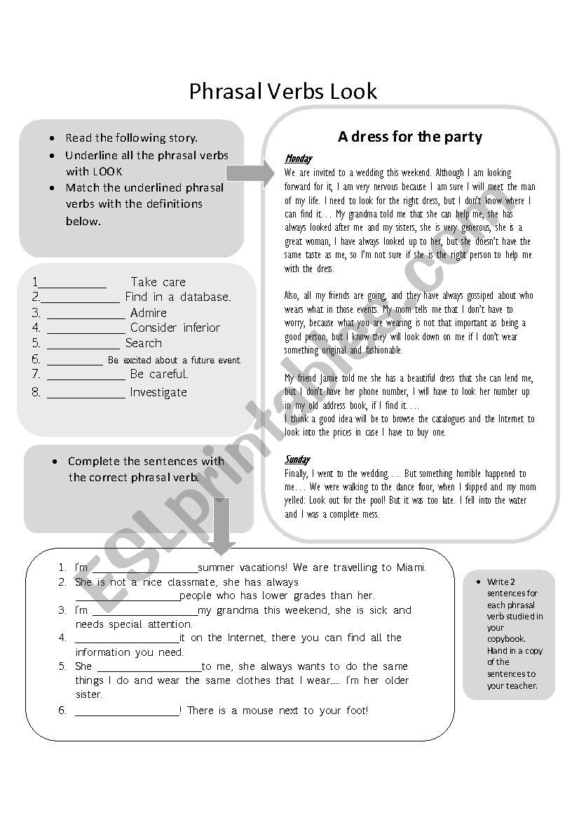 Phrasal verbs with LOOK worksheet