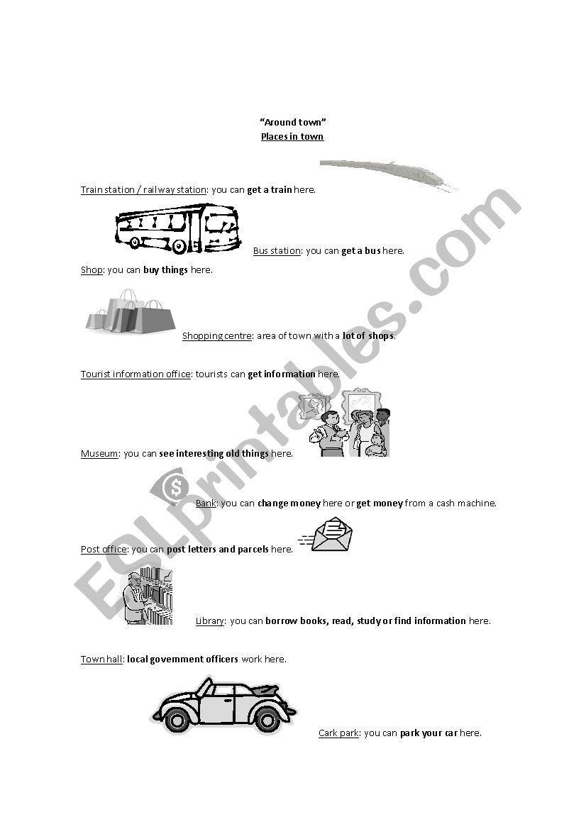 Places in town worksheet