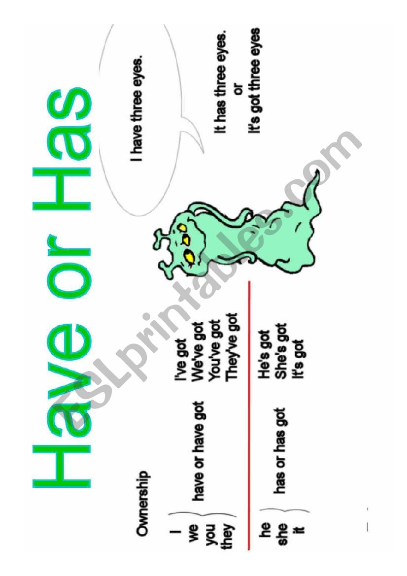Have and Has  1   poster and activity