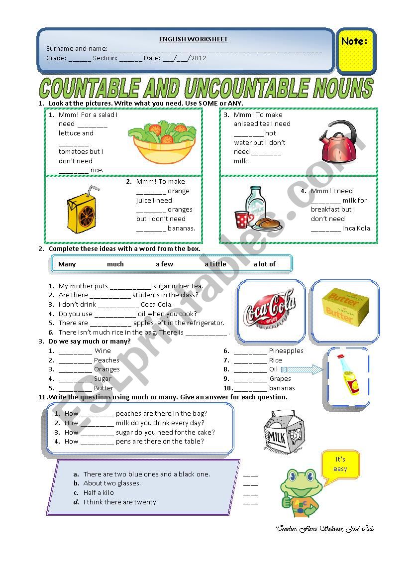 countable and uncountable nouns / quantifiers