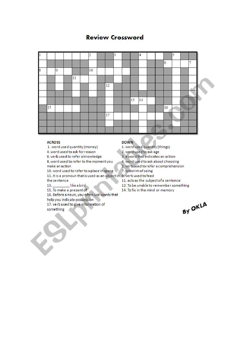 Review Crossword worksheet