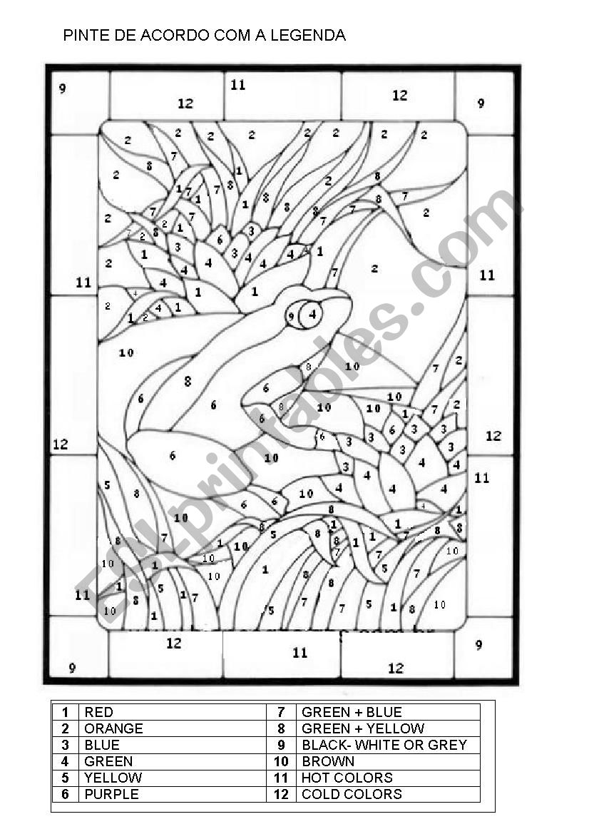 Color according the key worksheet