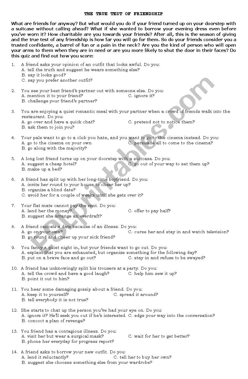 best friend worksheet