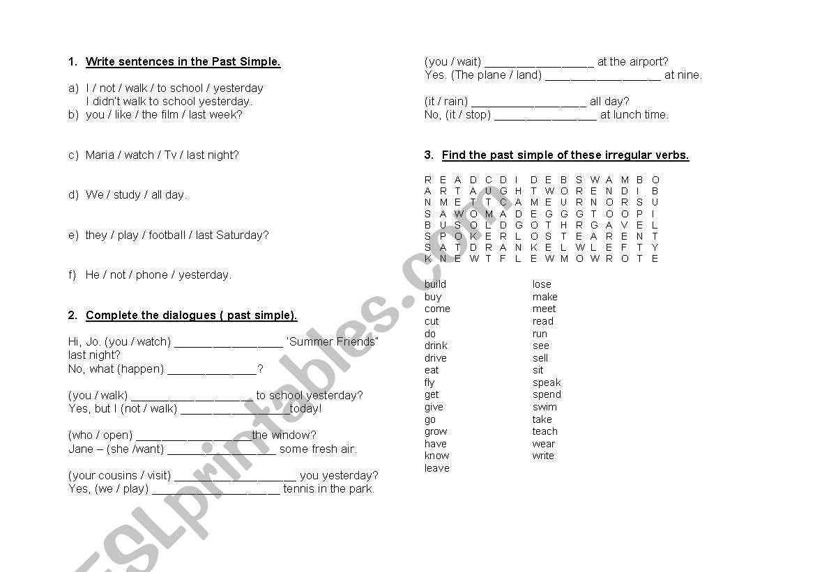 Irregular Past worksheet
