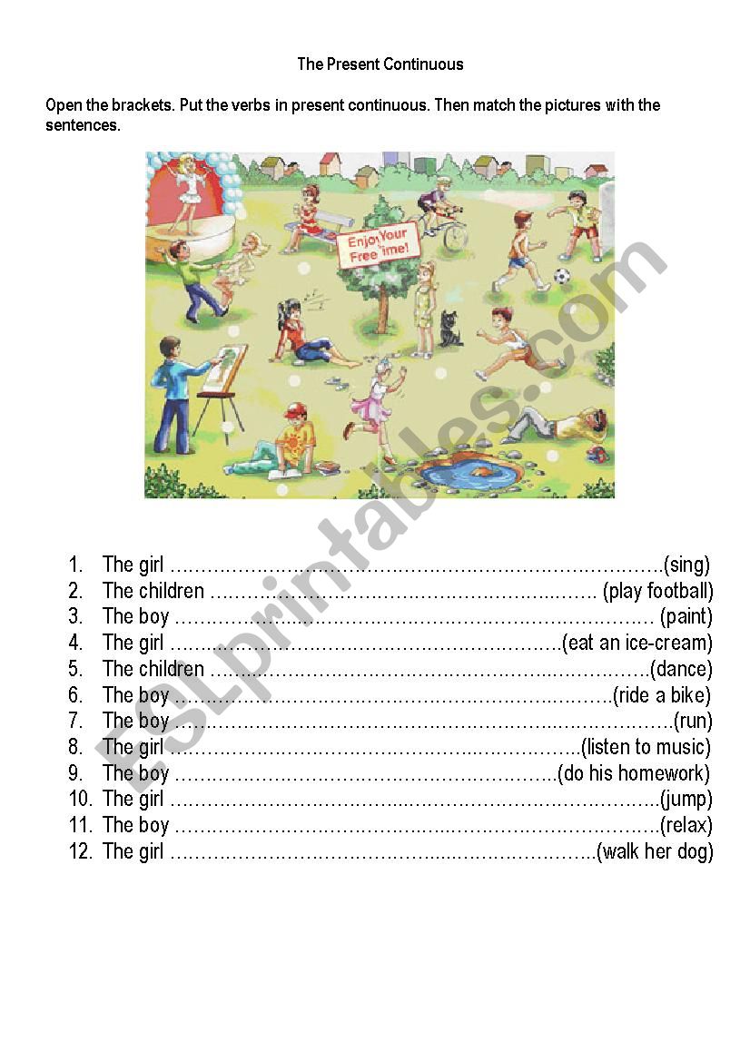 The Present Continuous worksheet