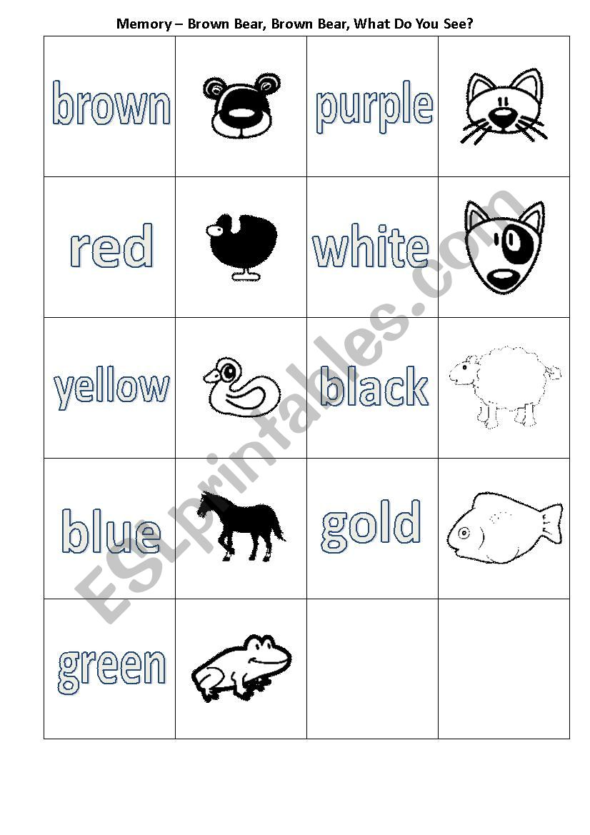 Brown Bear Memory worksheet