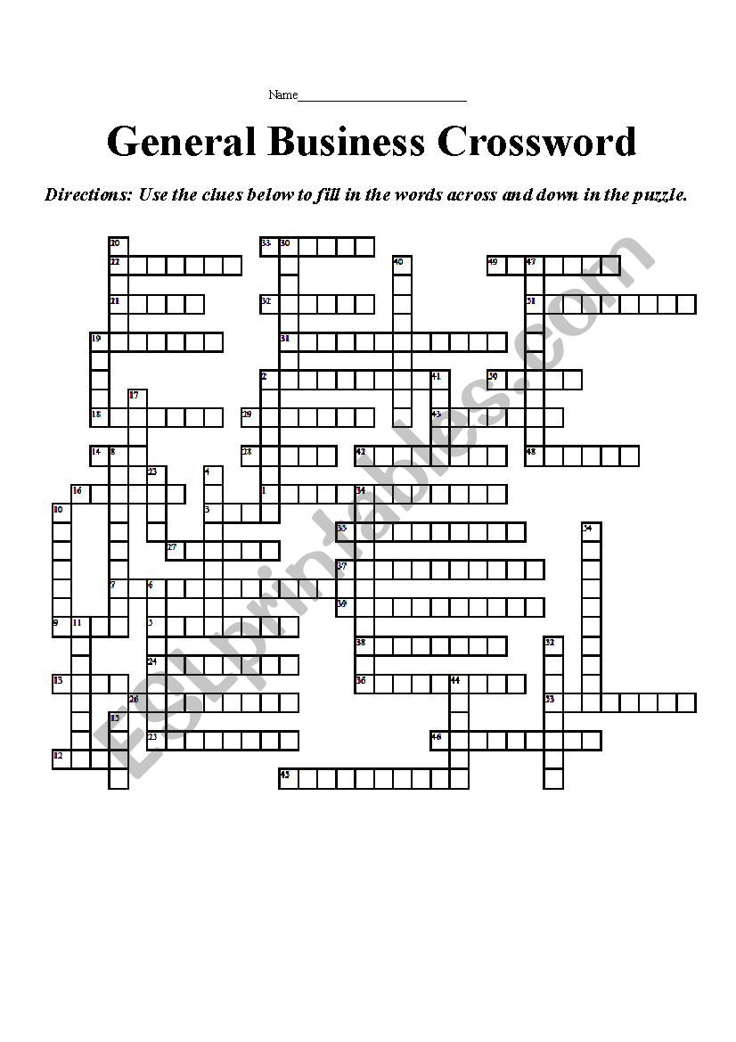 General Business Crossword worksheet