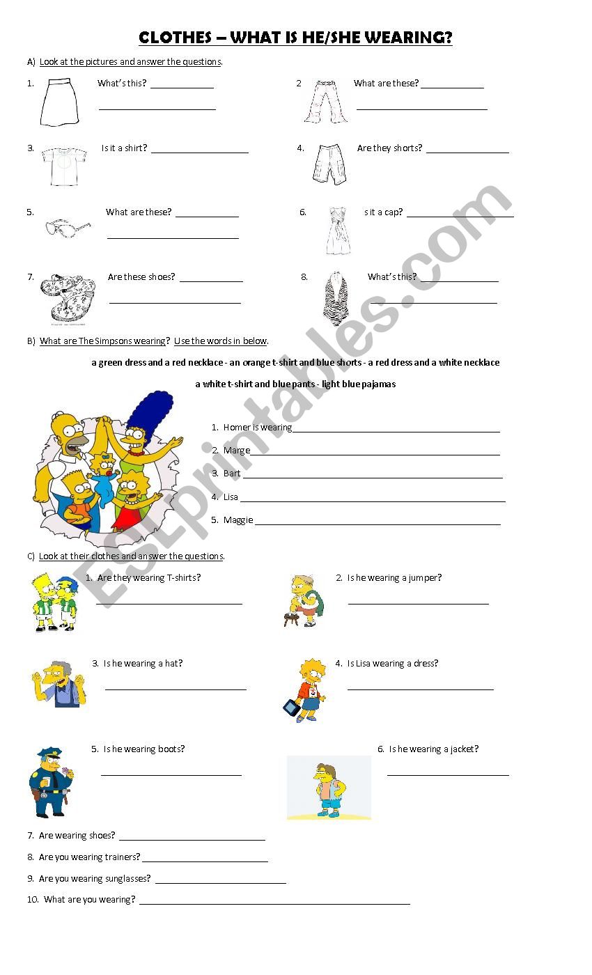 clothes for kids worksheet