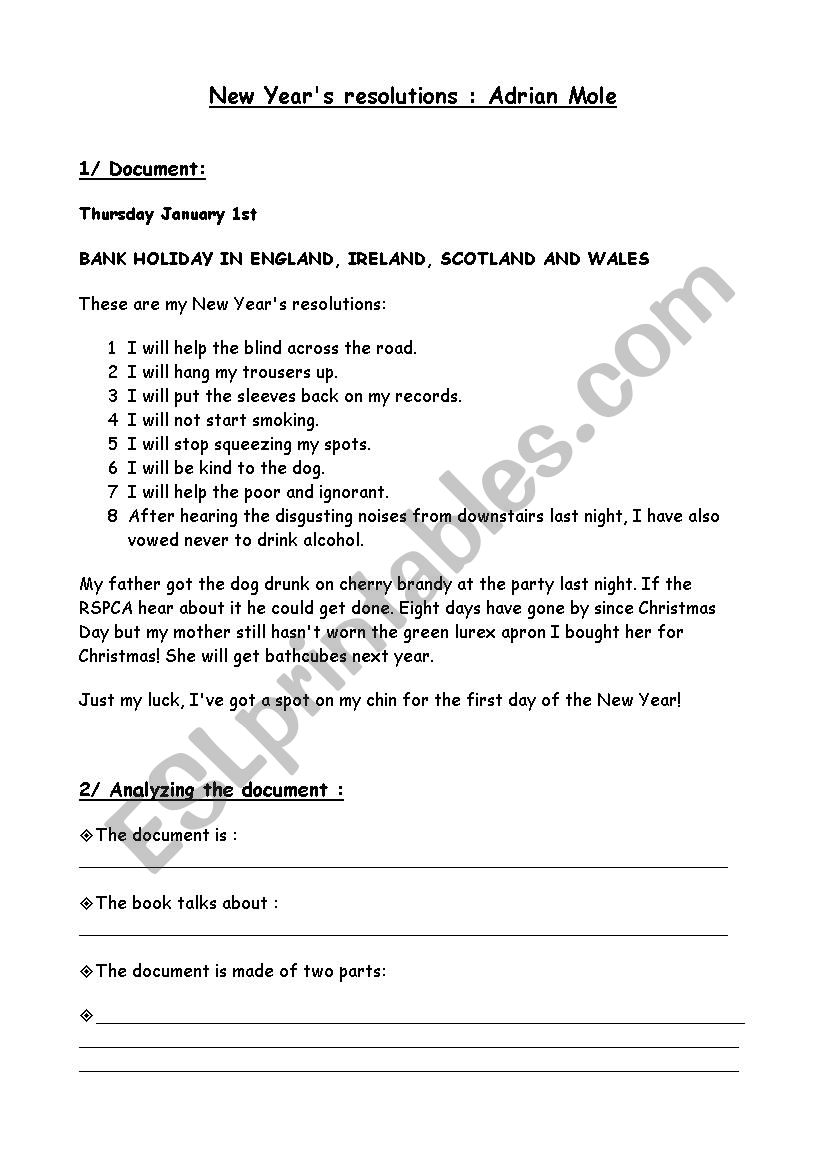 NEw YearÂ´s Resolution - Adrian Mole