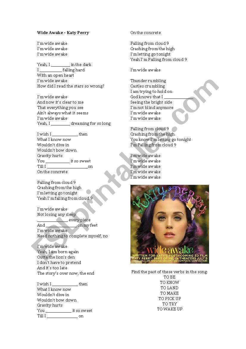 Katy Perry - Wide awake worksheet