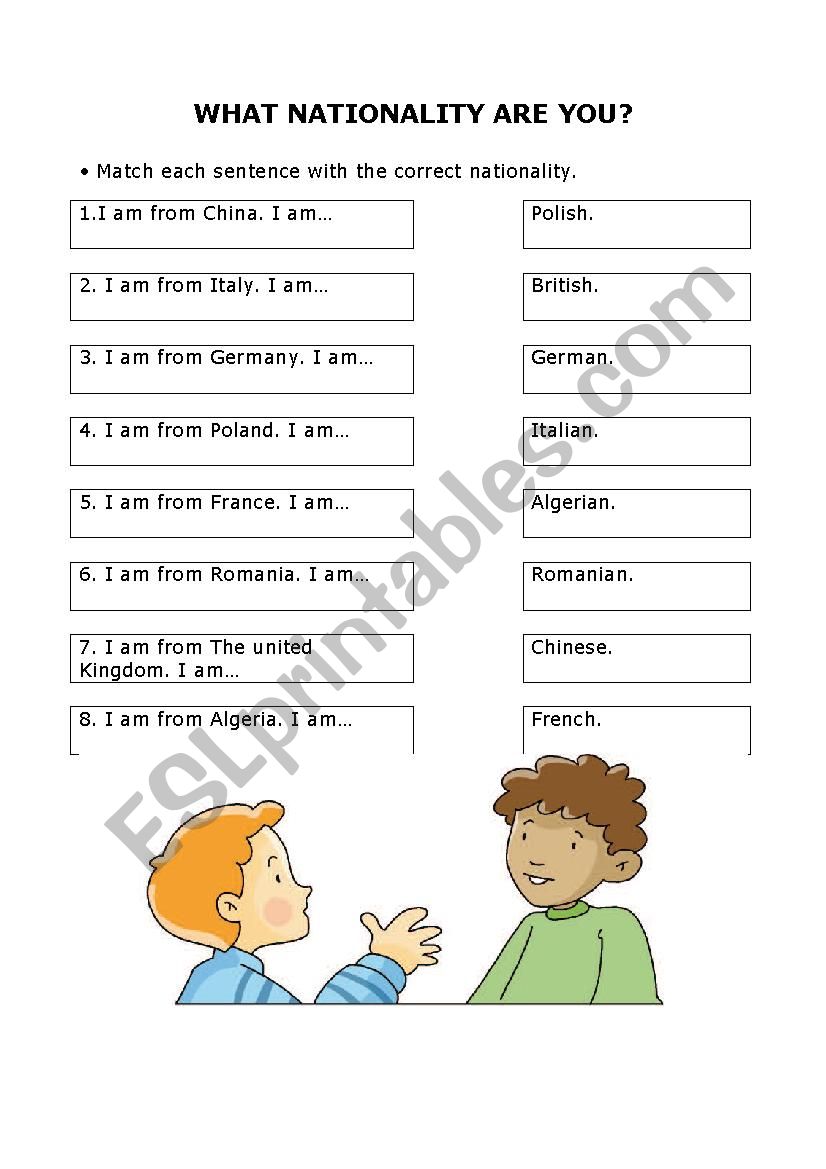 WHAT NATIONALITY ARE YOU? worksheet