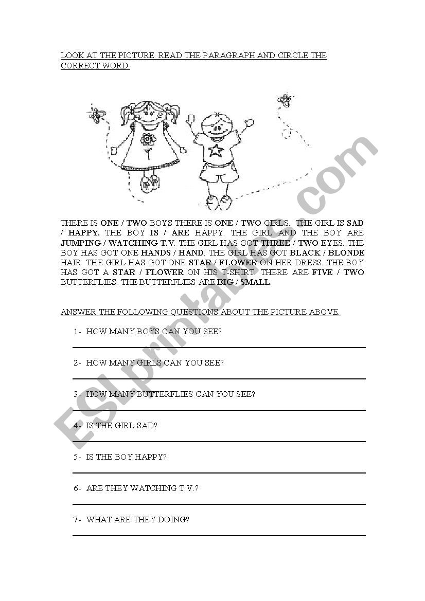 Reading comprehension worksheet