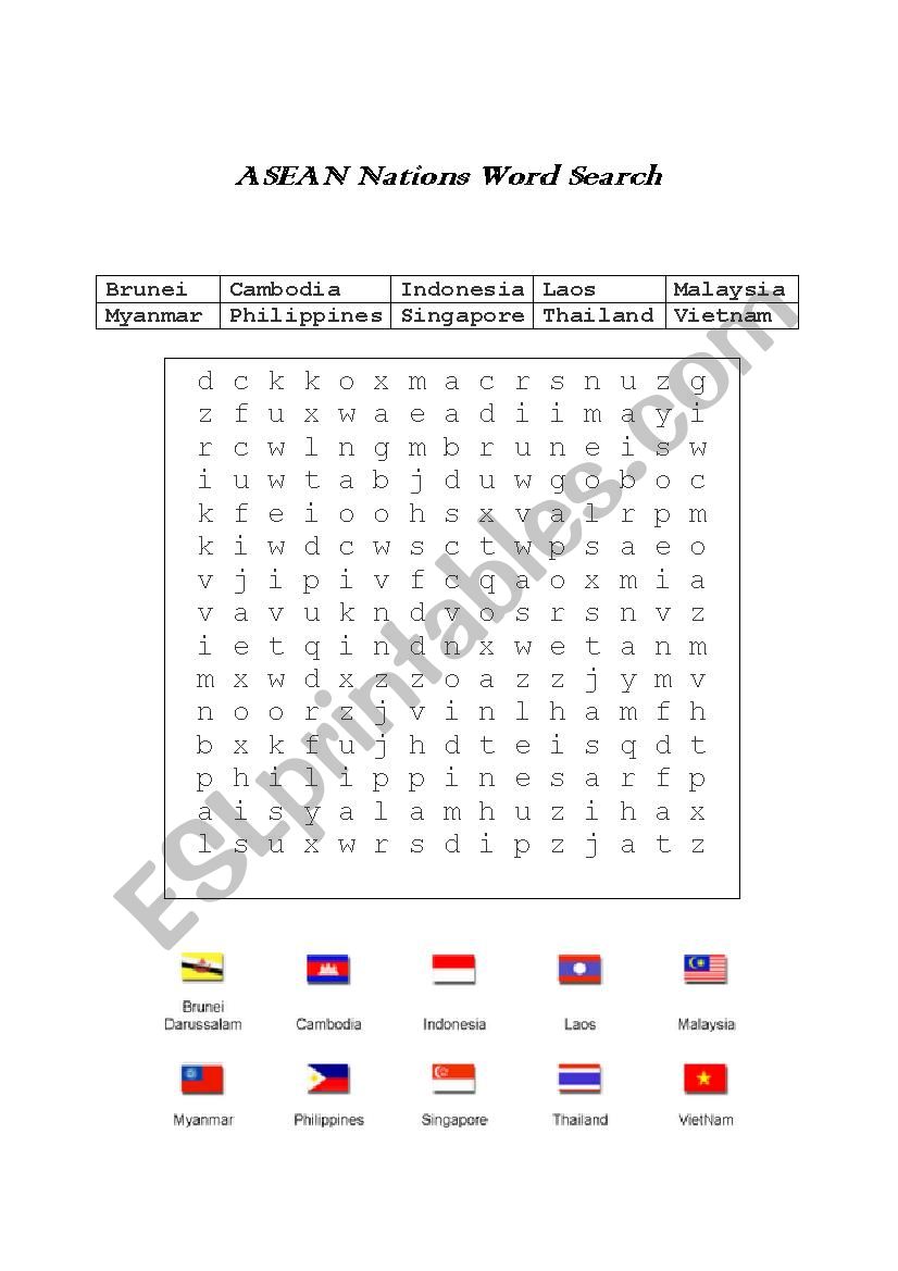 Yet an other asean nation Word Search