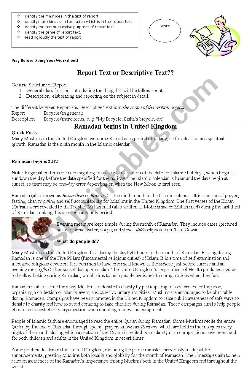 report text worksheet