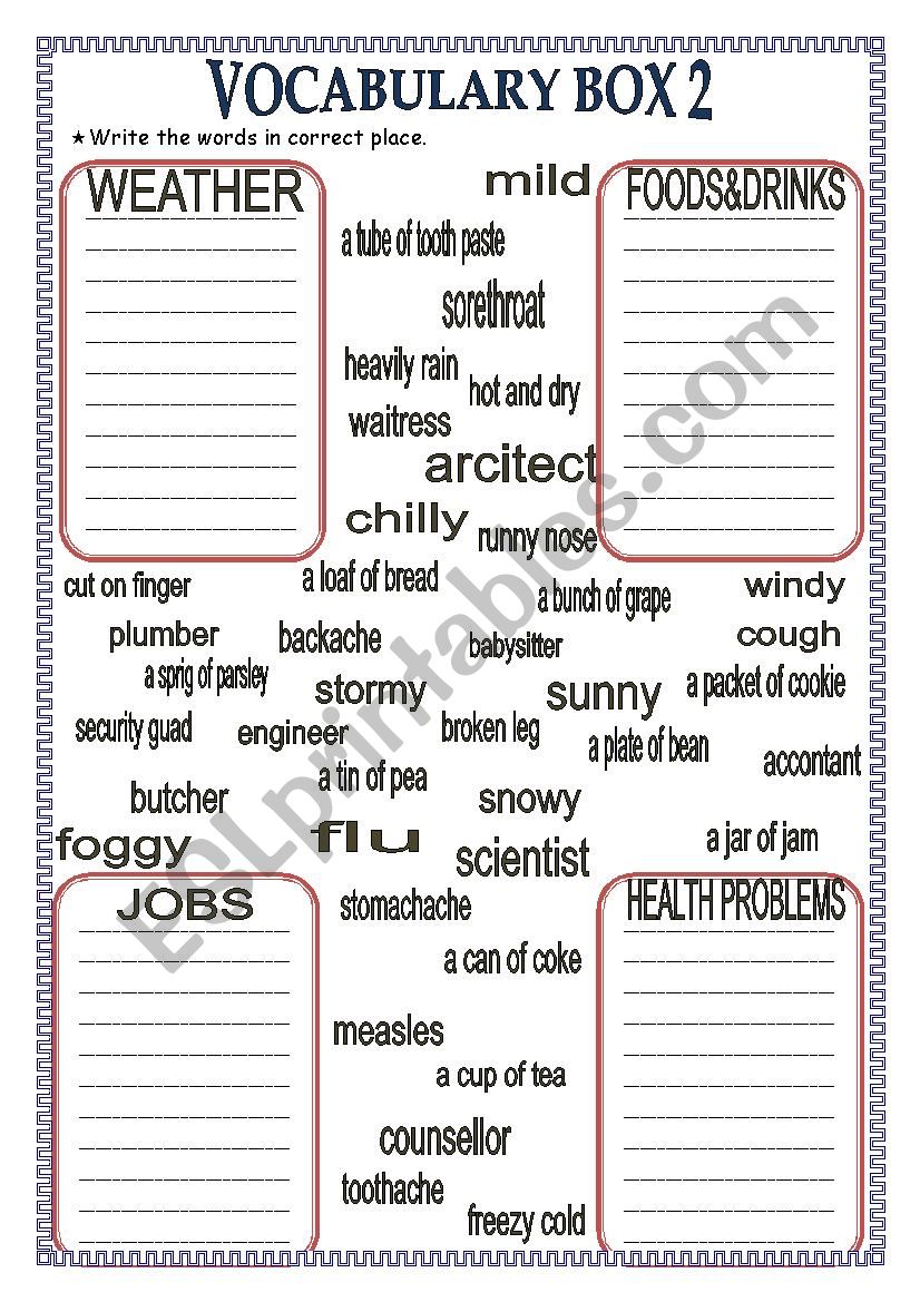 vocabulary box 2 worksheet