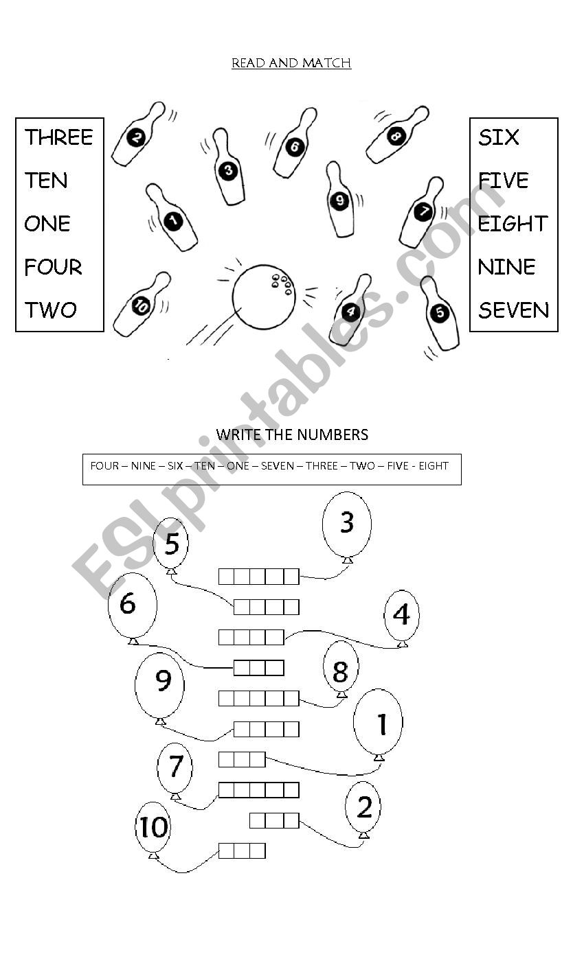 numbers worksheet