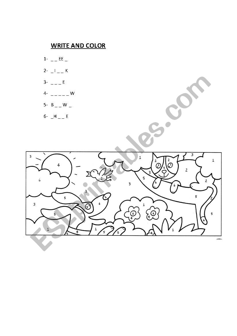 colours worksheet