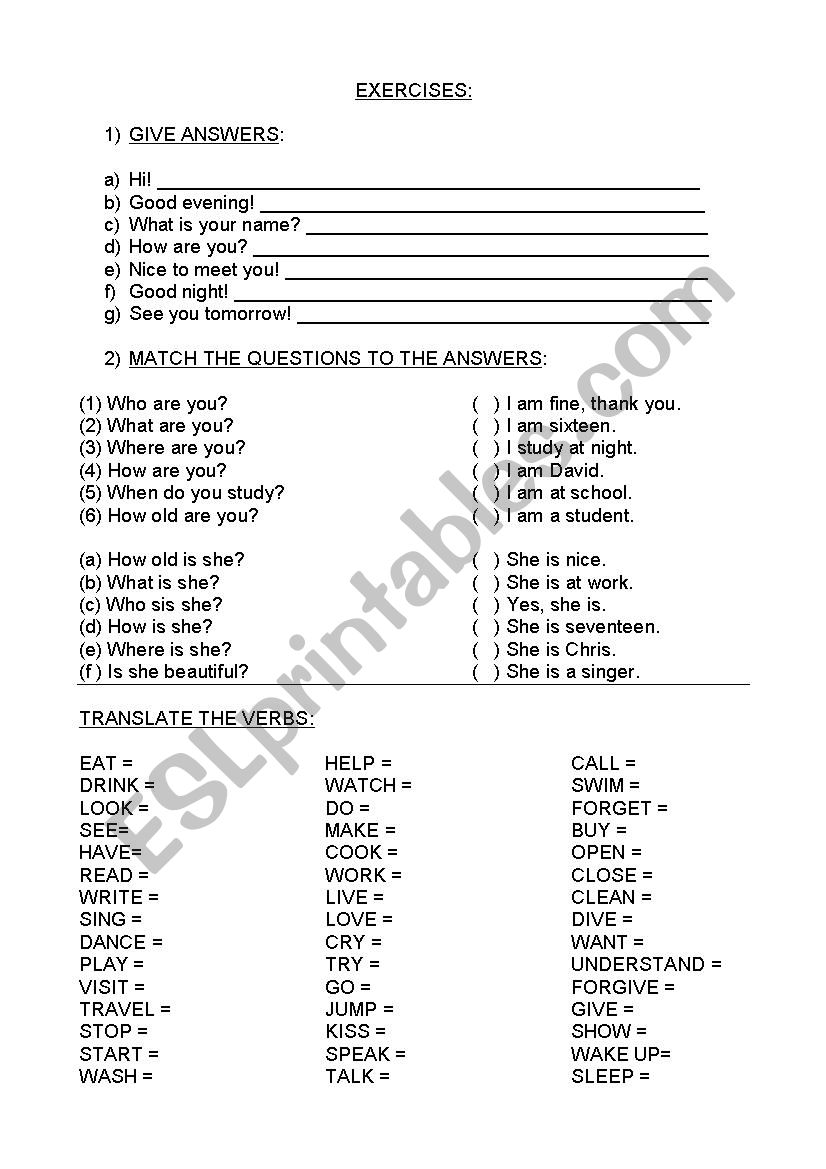 Some exercises worksheet