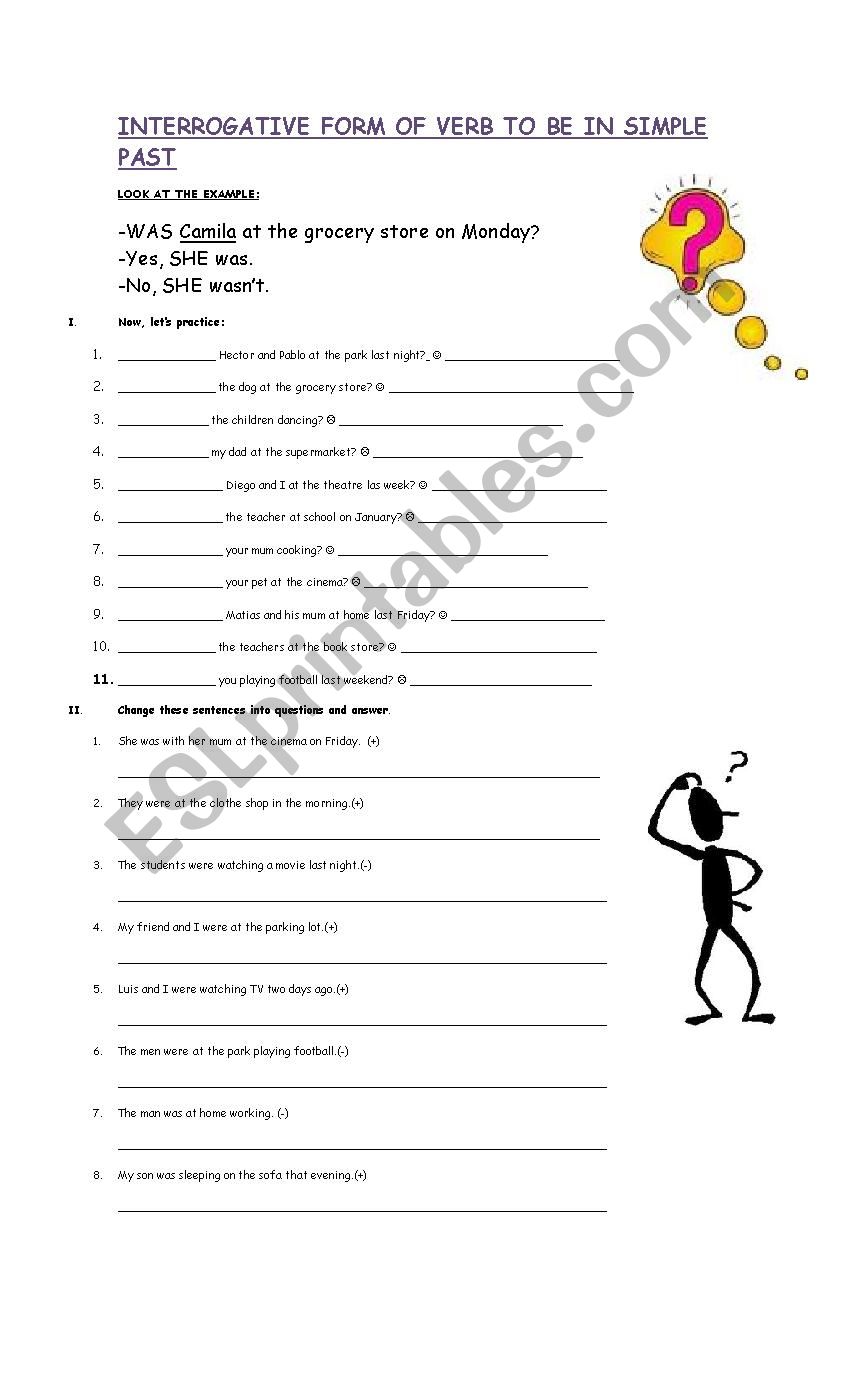 Was-Were Interrogative worksheet