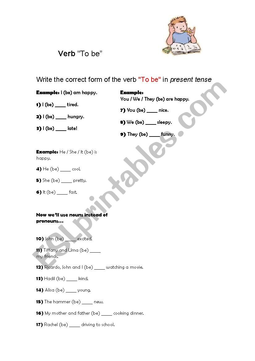 Verb to be worksheet