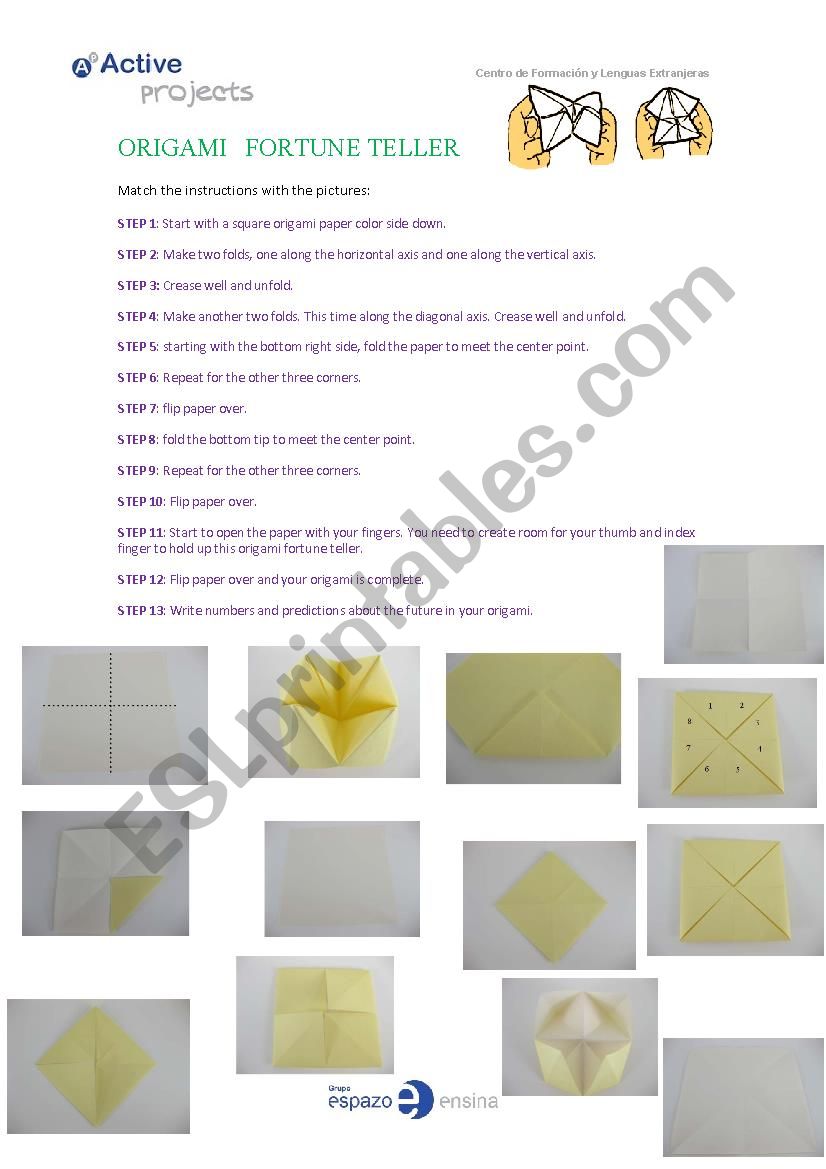 Origami Fortune teller exercises