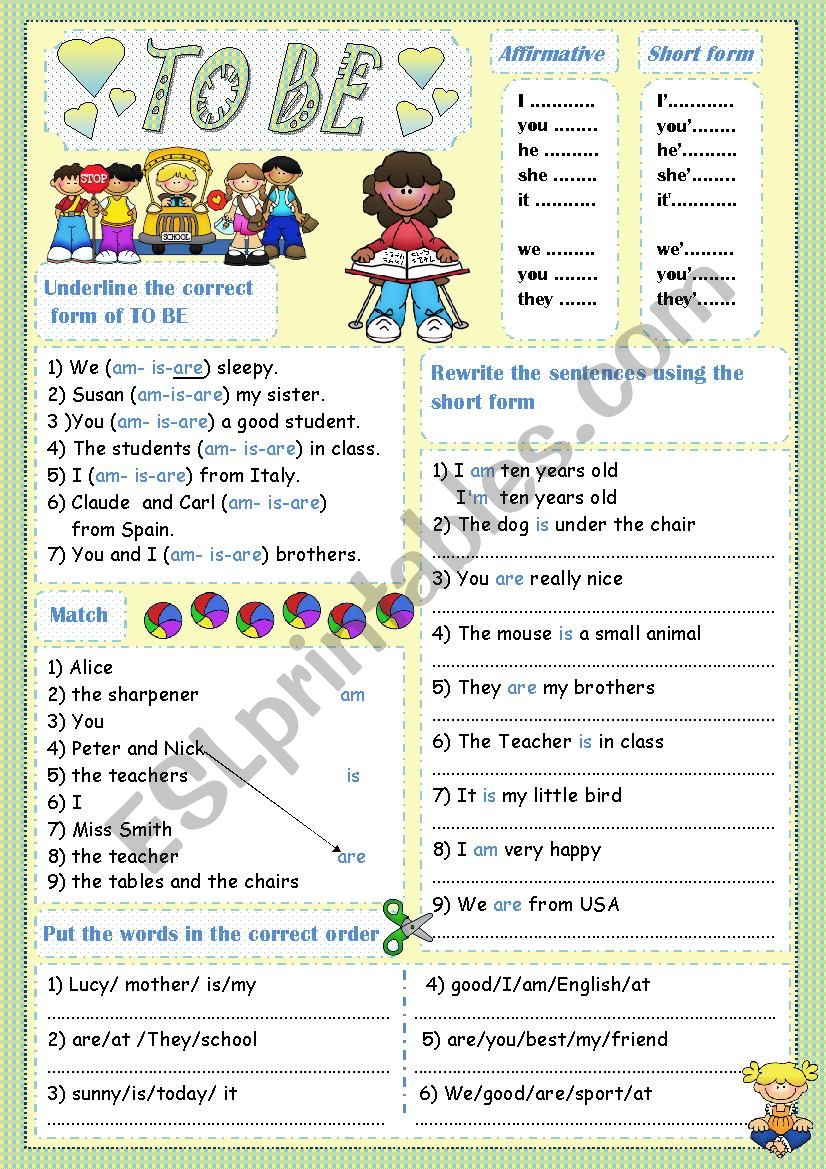 simple present (TO BE) worksheet