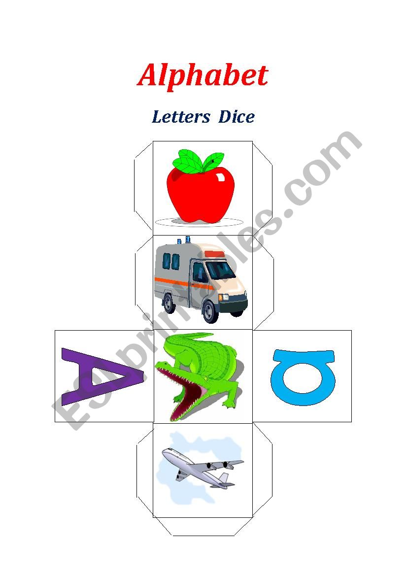 letter A dice part 1 worksheet