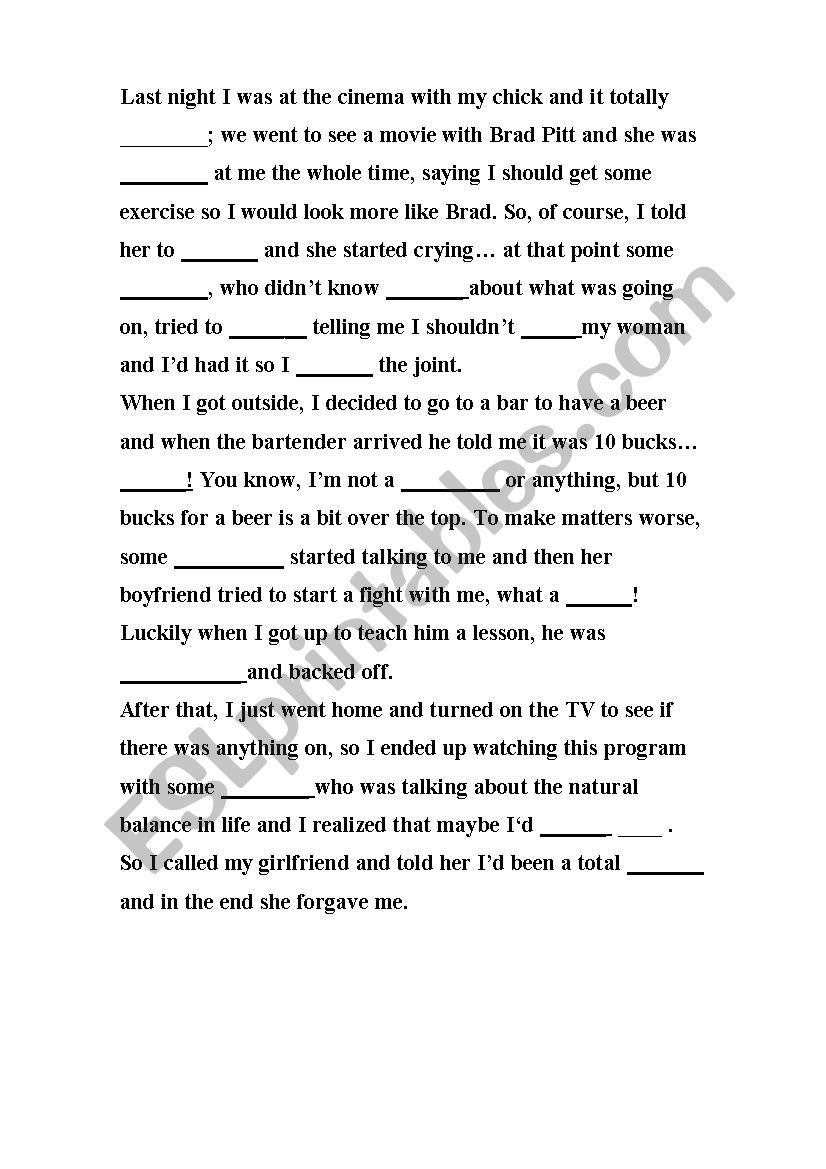 Swearing/Slang worksheet