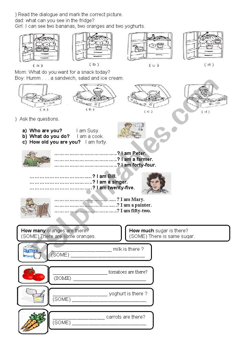 foods and wh questions worksheet