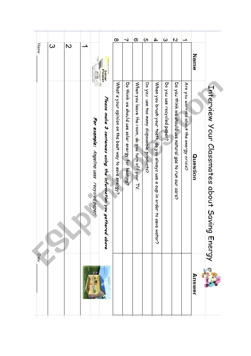 Conserving Energy worksheet