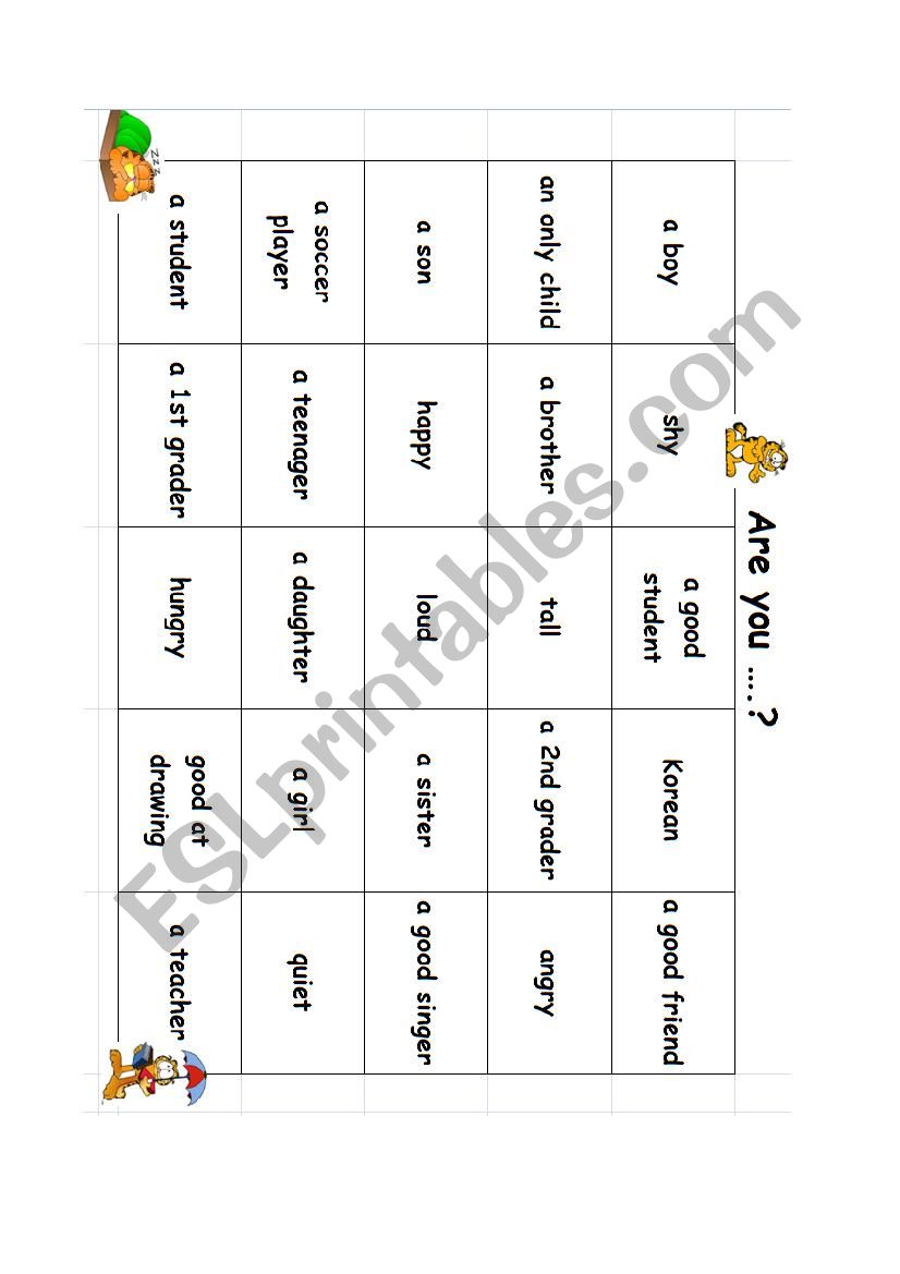 Are you Interview BINGO worksheet