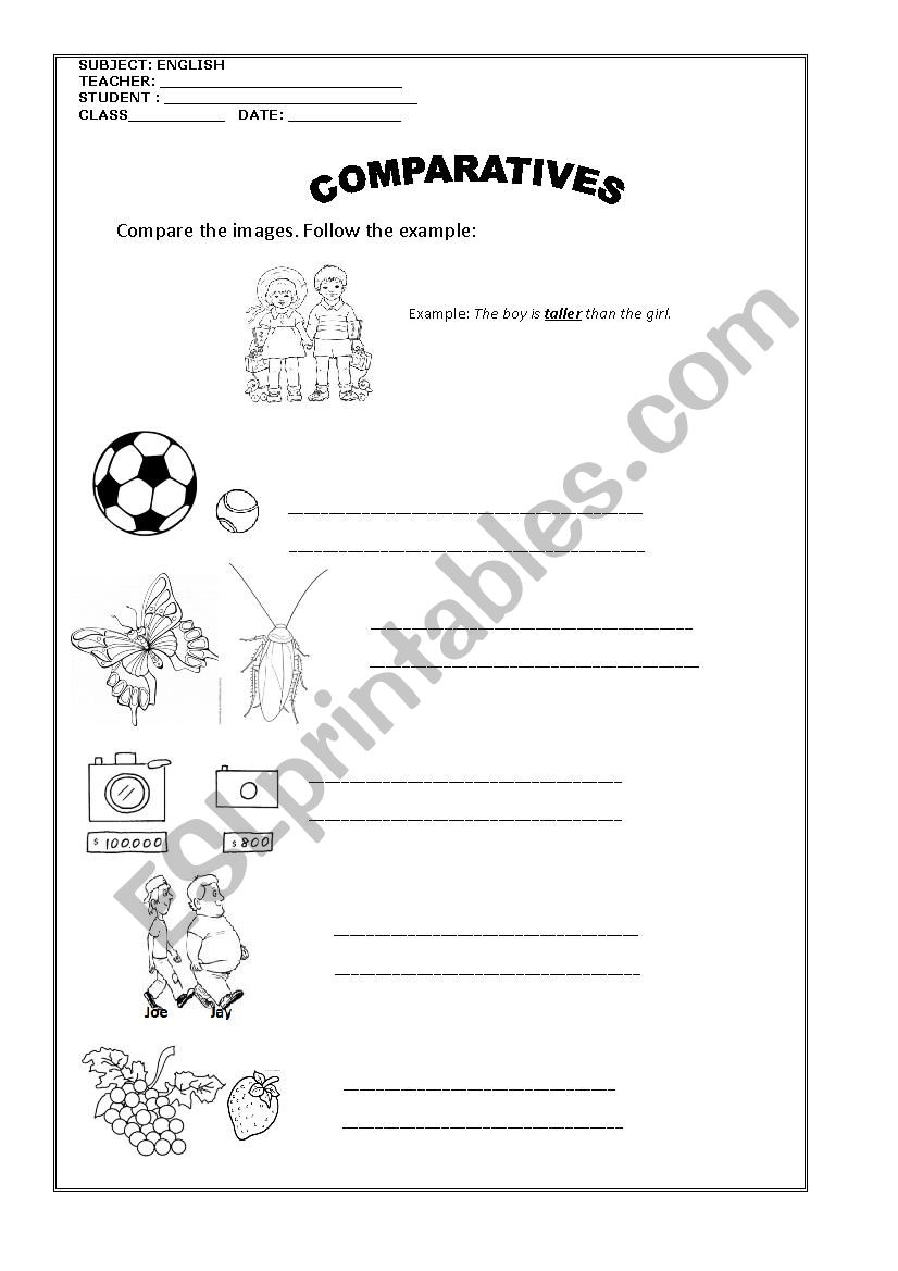 Comparatives worksheet