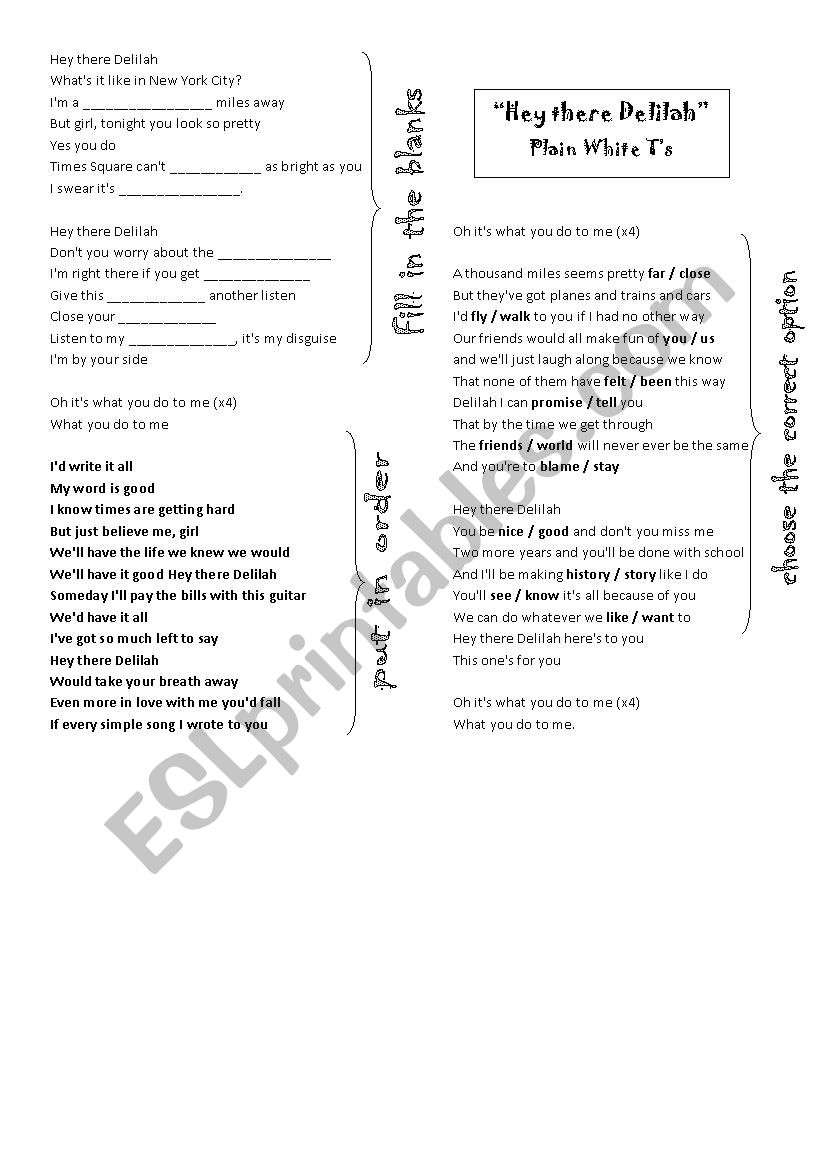 hey there delilah worksheet