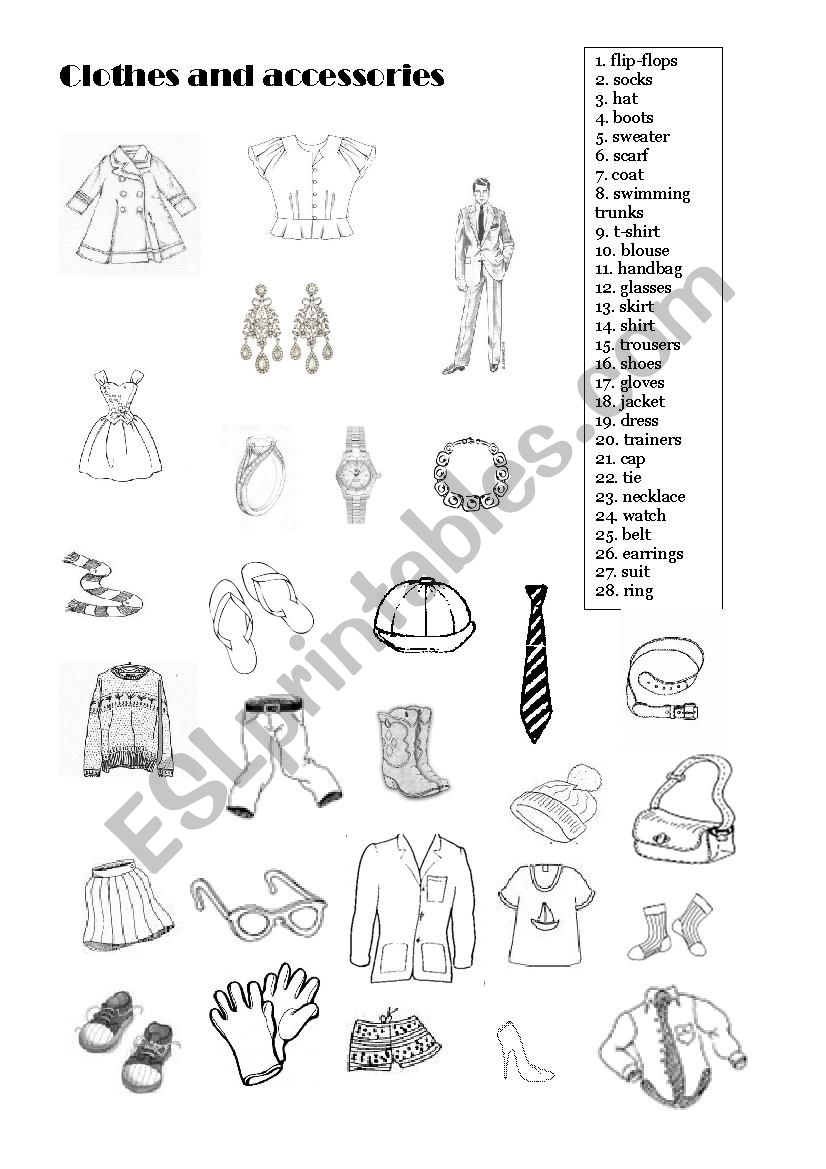 Clothes & accessories worksheet