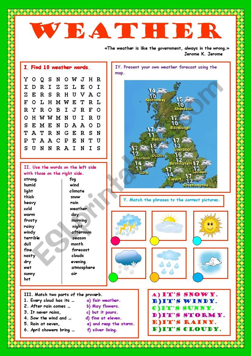 Weather ESL Worksheet By Kosamysh Weather ESL Worksheet By Kosamysh