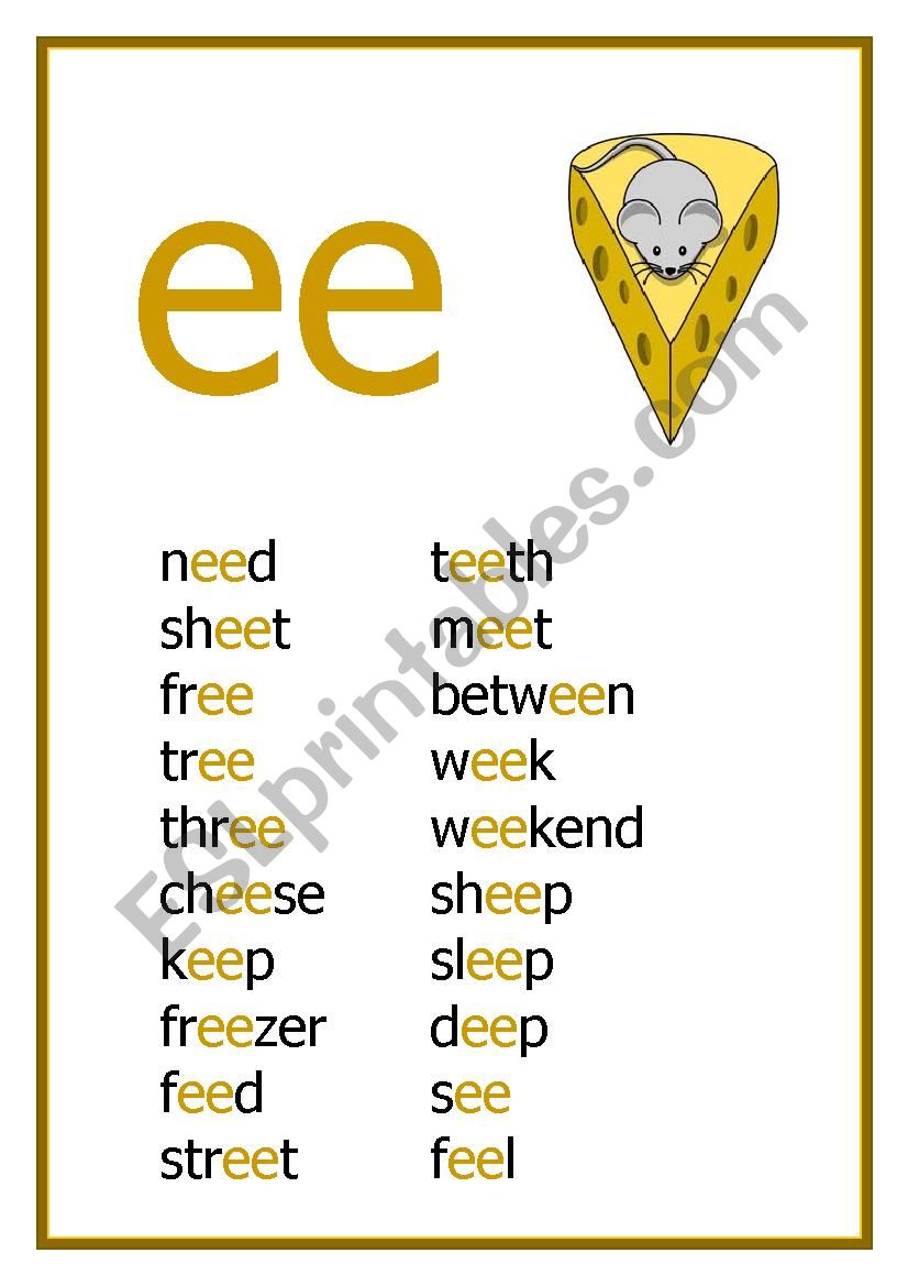 EE Reading flashcard worksheet